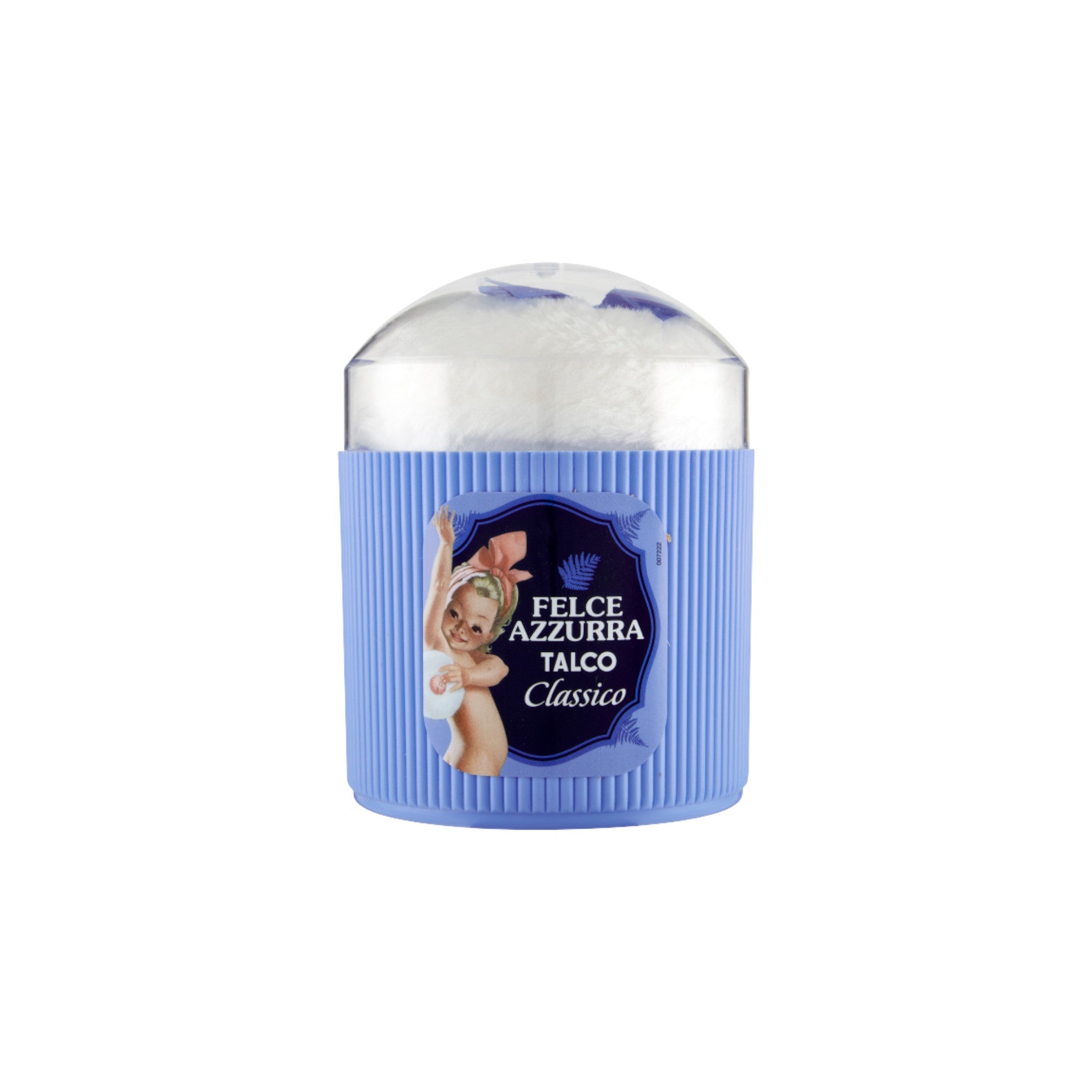 Detalle de la borla Felce Azzurra Talco Clásico – Aplicación uniforme y delicada del polvo perfumado sobre la piel.