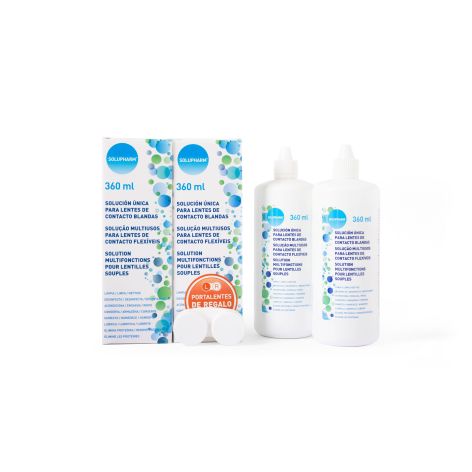 SOLUPHARM
Solución única para lentes de contacto blandas duplo
Solución rejuvenece las lentes de contacto 2x360 ml