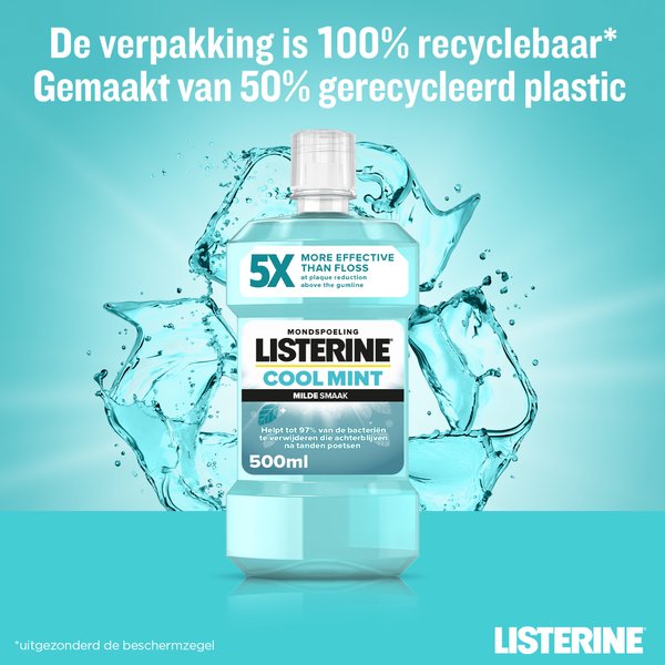 LISTERINE® ALCOHOL-FREE MOUTHWASH COOL MINT® FOR BAD BREATH